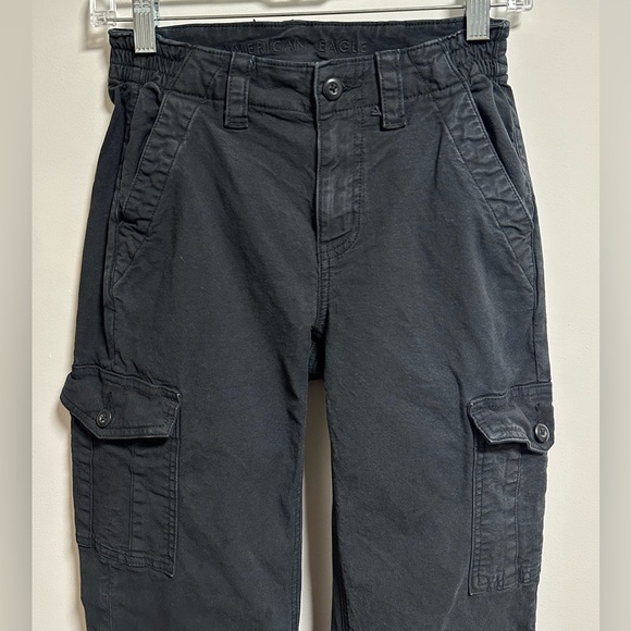American Eagle Black Cargo Straight Leg Pants - Picture 2 of 8
